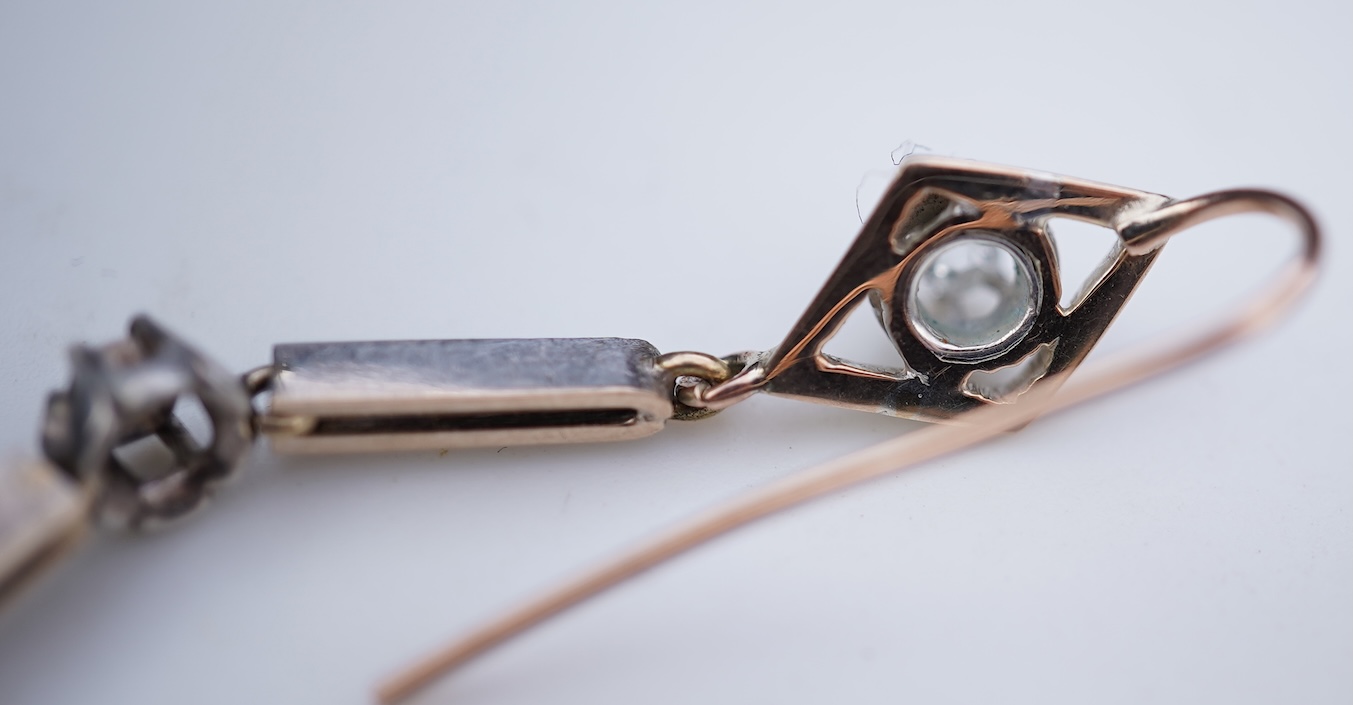 A pair of diamond earrings, late 19th century composite